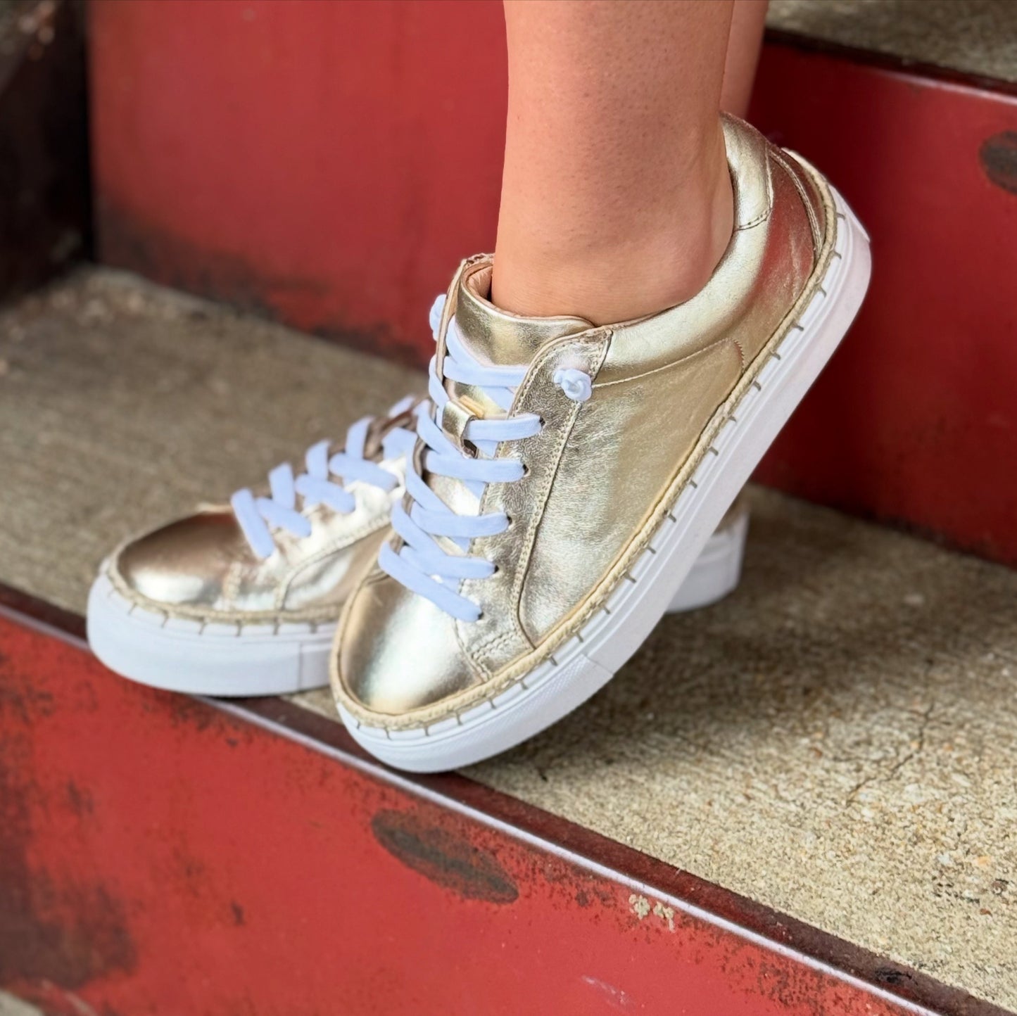 Light-Gold Foil Leather Sneaker