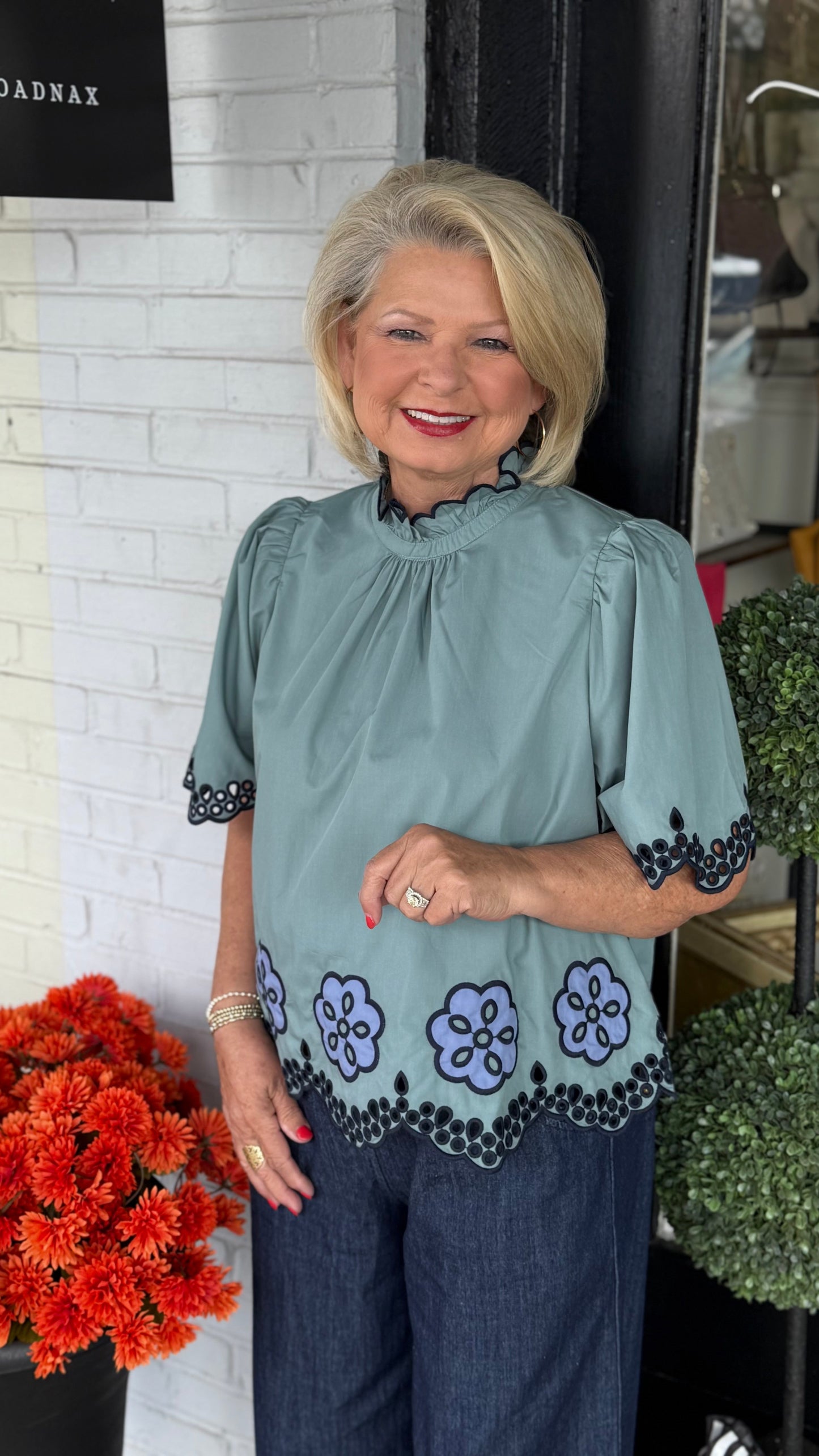 Eyelet Trim Blouse