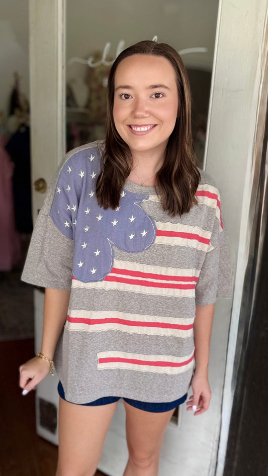 Heathered Flag Top