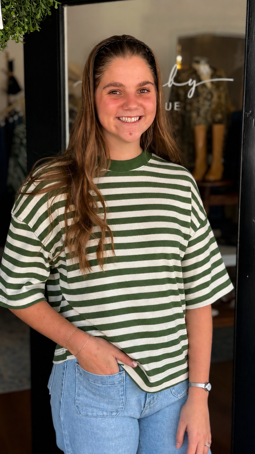 Olive Stripe Top