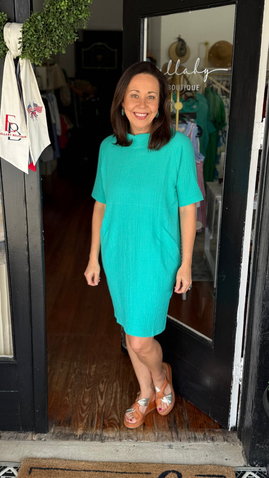 Cowl Neck Jade Dress