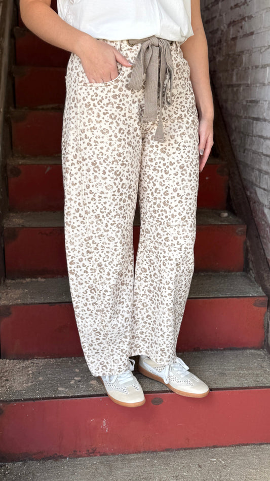 Leopard Barrel Jean