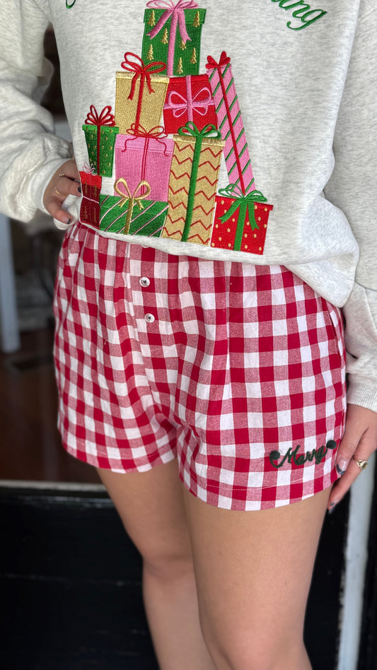 Merry Pom Gingham Shorts