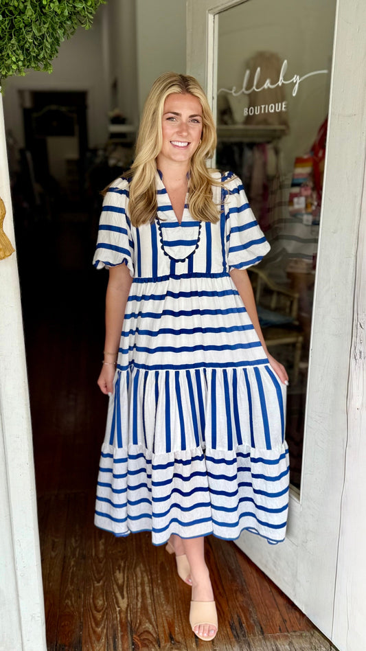 Navy Stripe Midi Dress