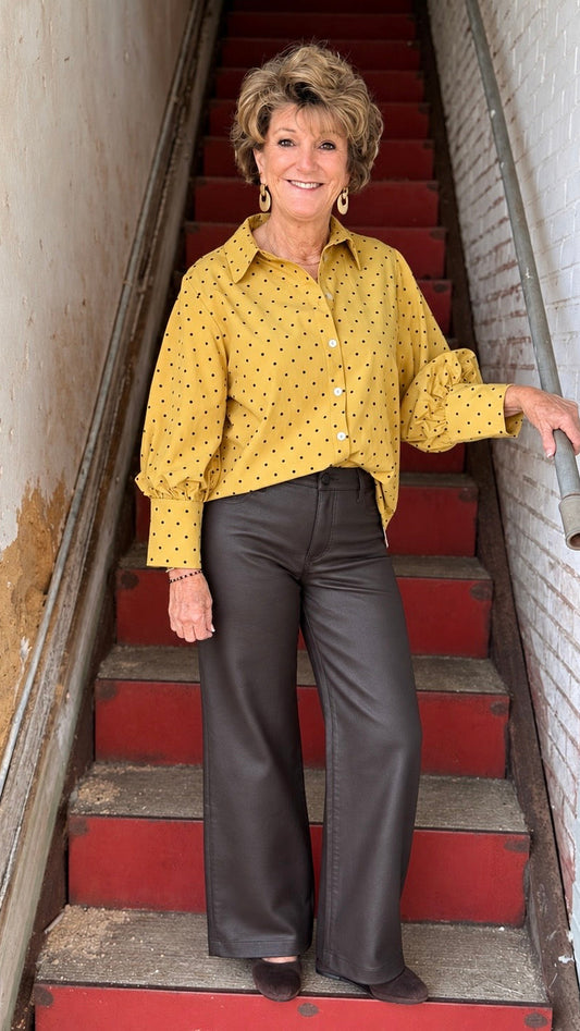 Polka Button Down Blouse