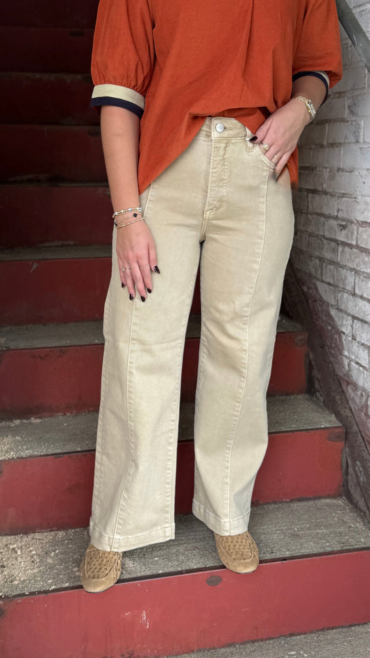 TC HR Crop Wide Latte Jean