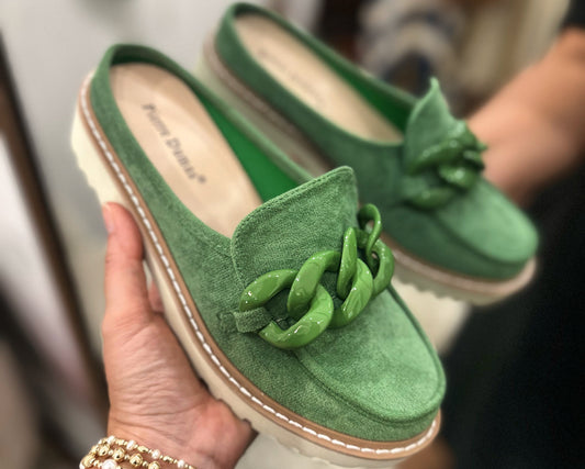 Green With Envy Suede Slide
