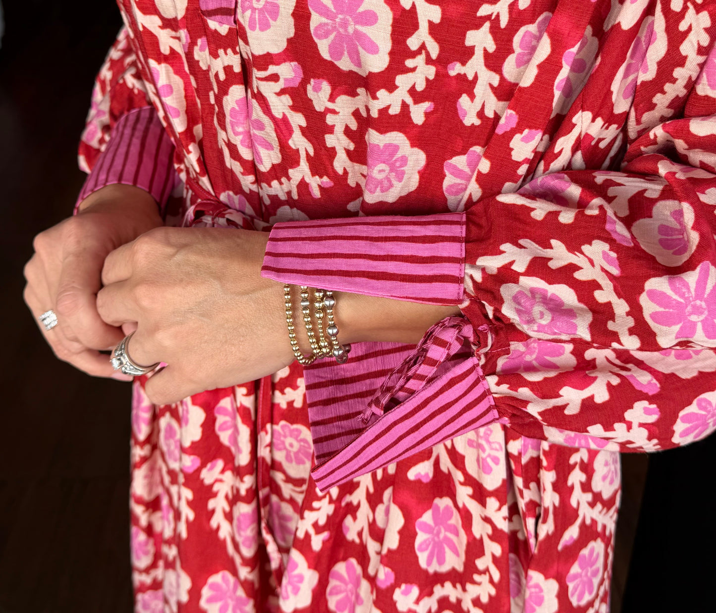 Mixed Print Midi Dress