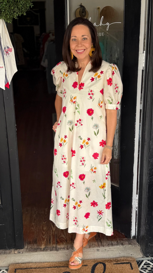 Floral Pleat Detail Dress