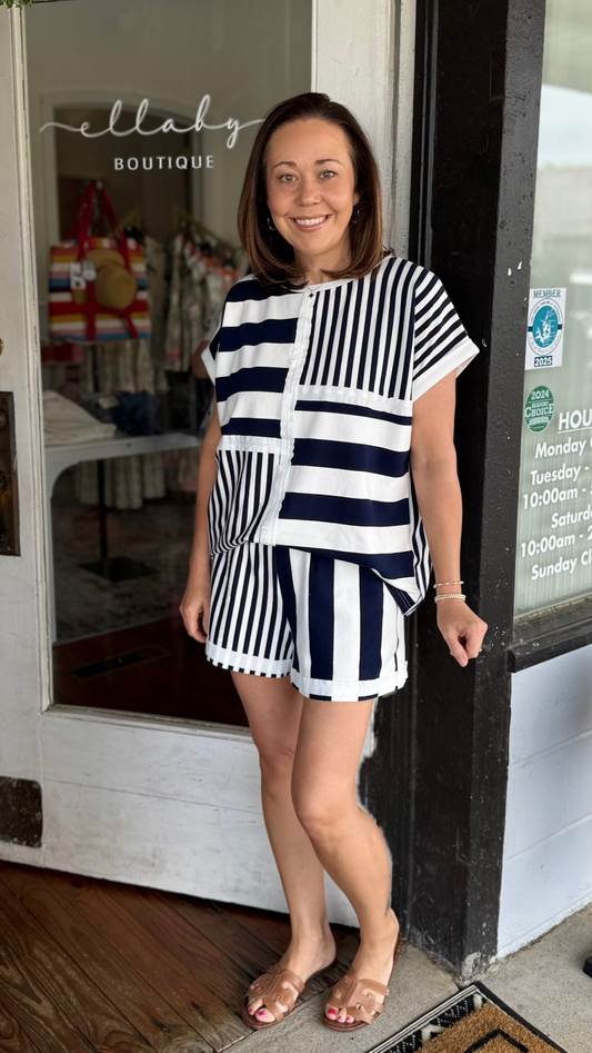Navy Stripe Set