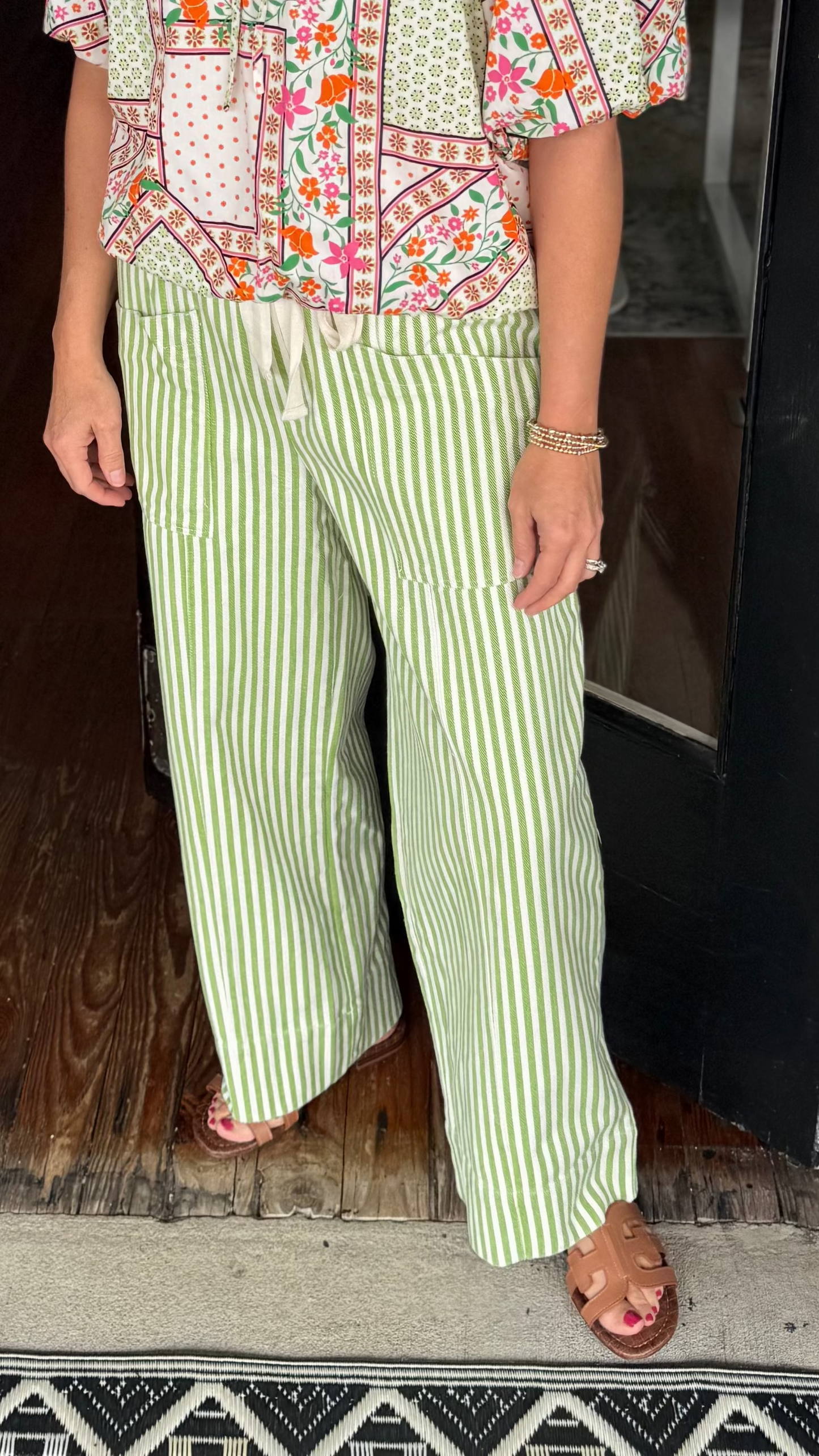 Green Stripe Pant