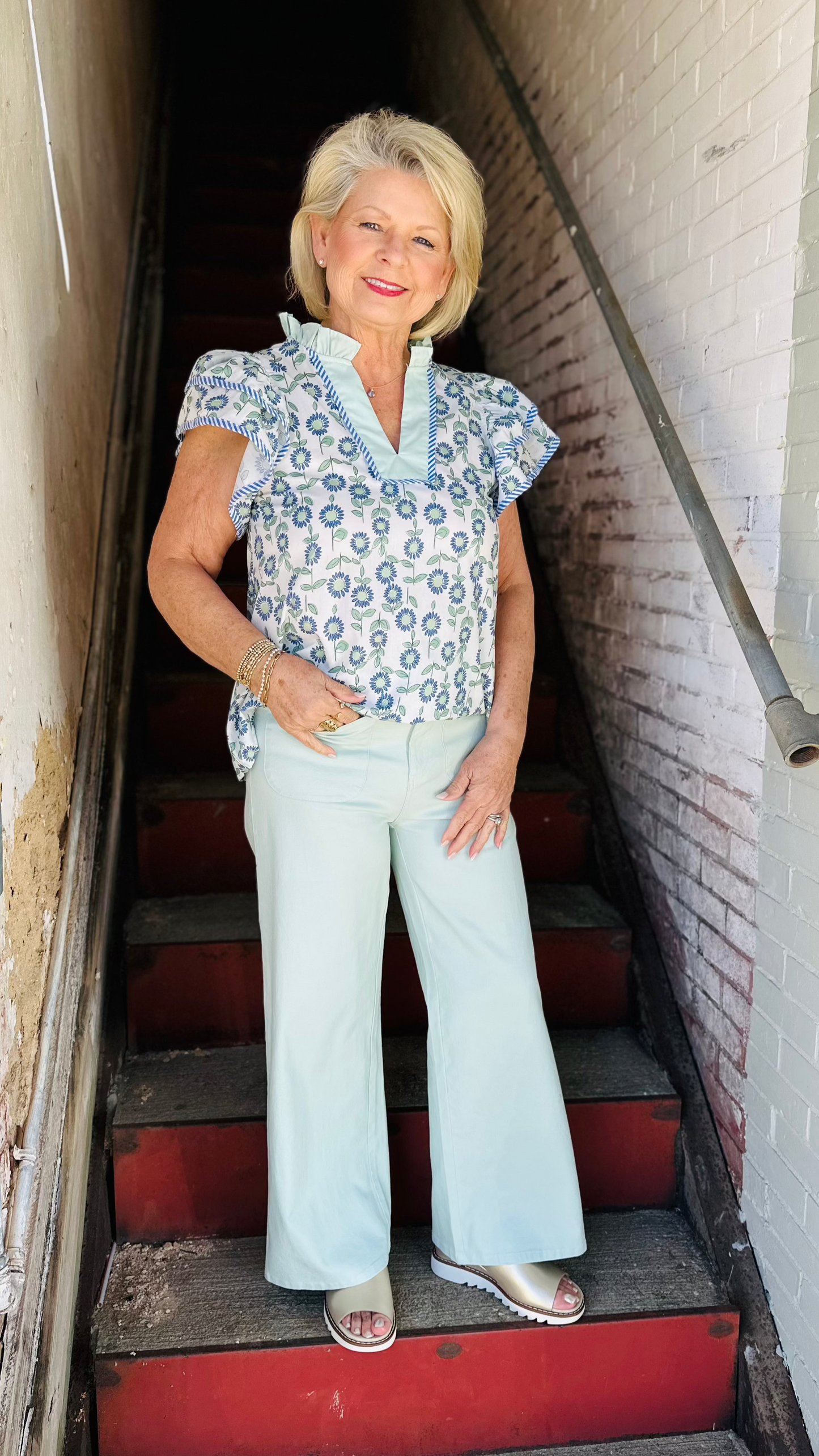 V Neck Ruffle Top