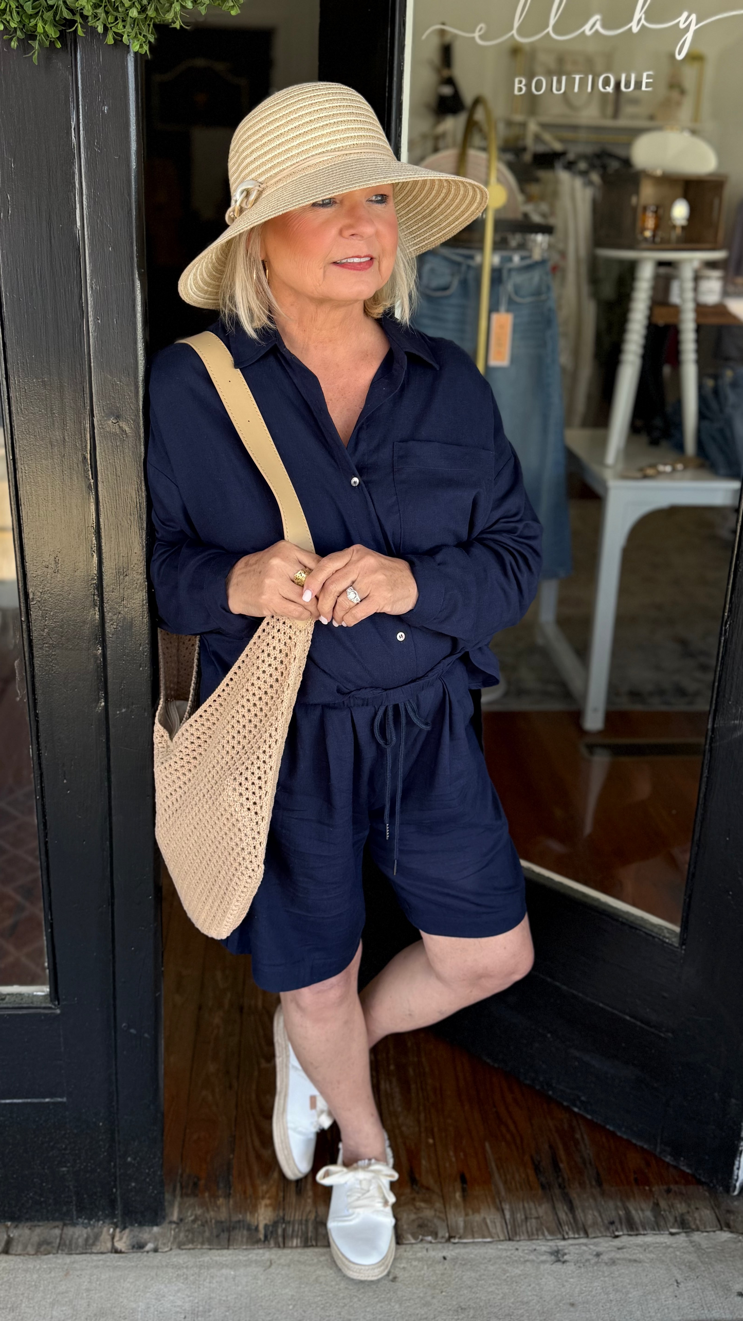 Navy Linen Set