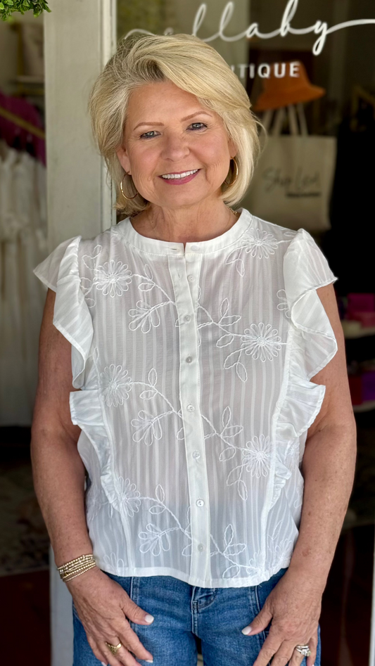 Floral Ruffle Sleeve Top