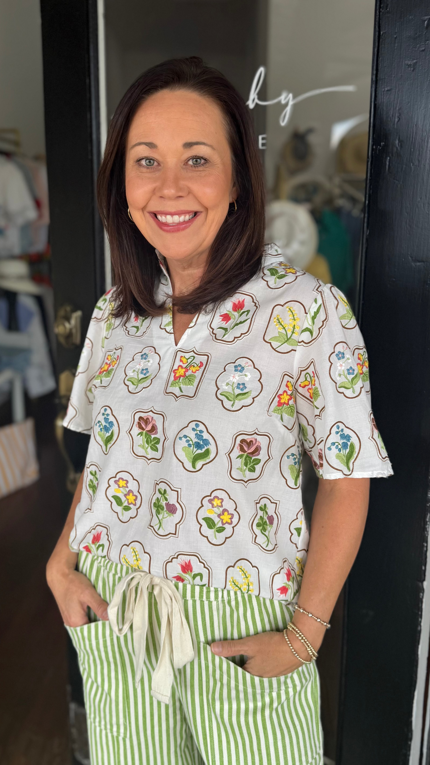 Floral V Neck Top