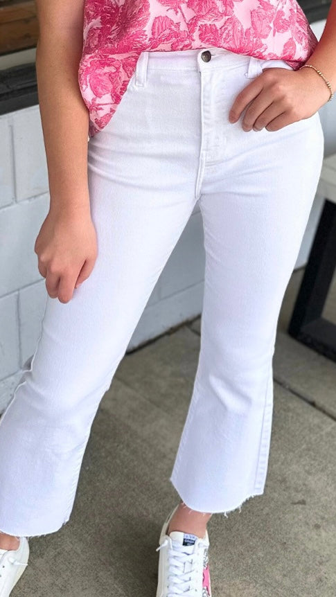 White Cropped Flare
