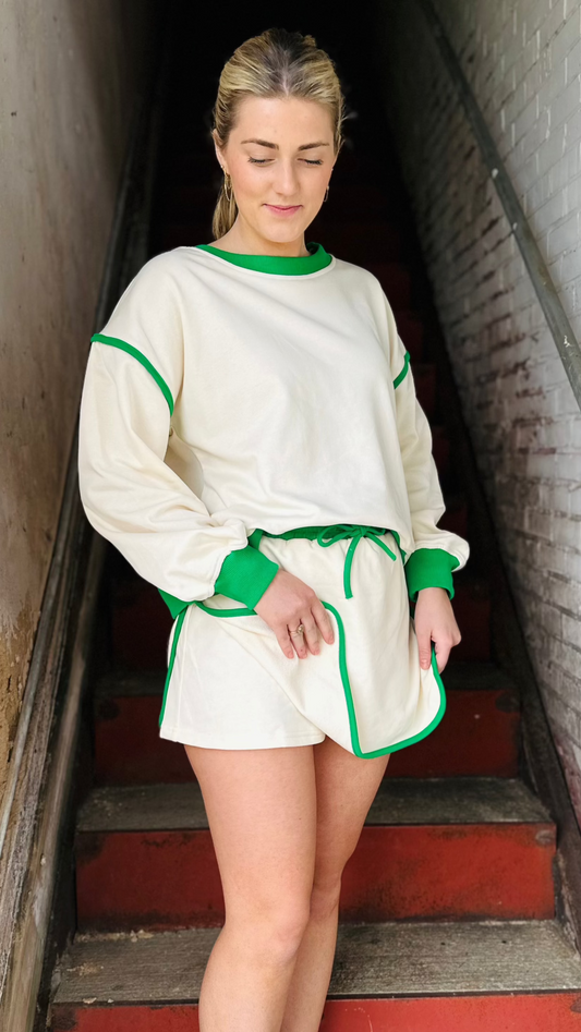 Kelly Green Trim Skort Set