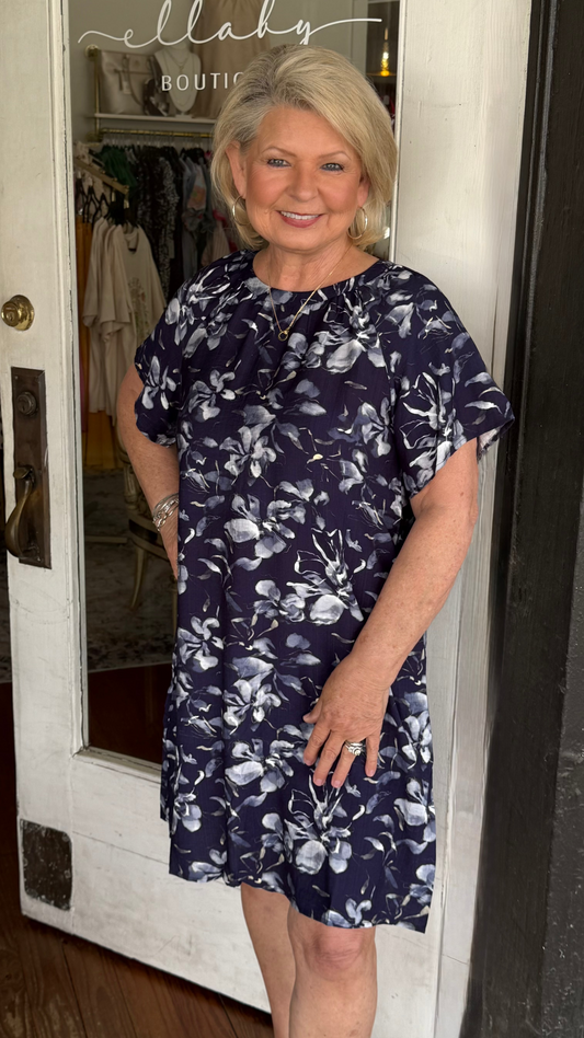 Navy Floral Dress