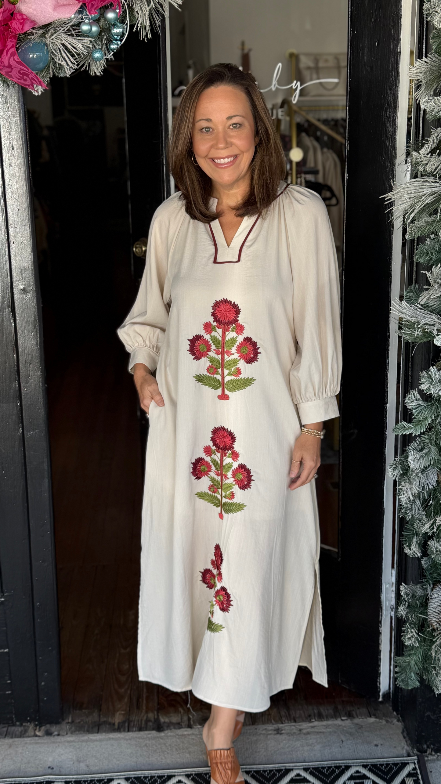 Scarlet Garden Caftan Dress