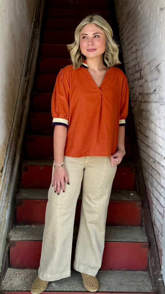 Rust Corduroy Blouse
