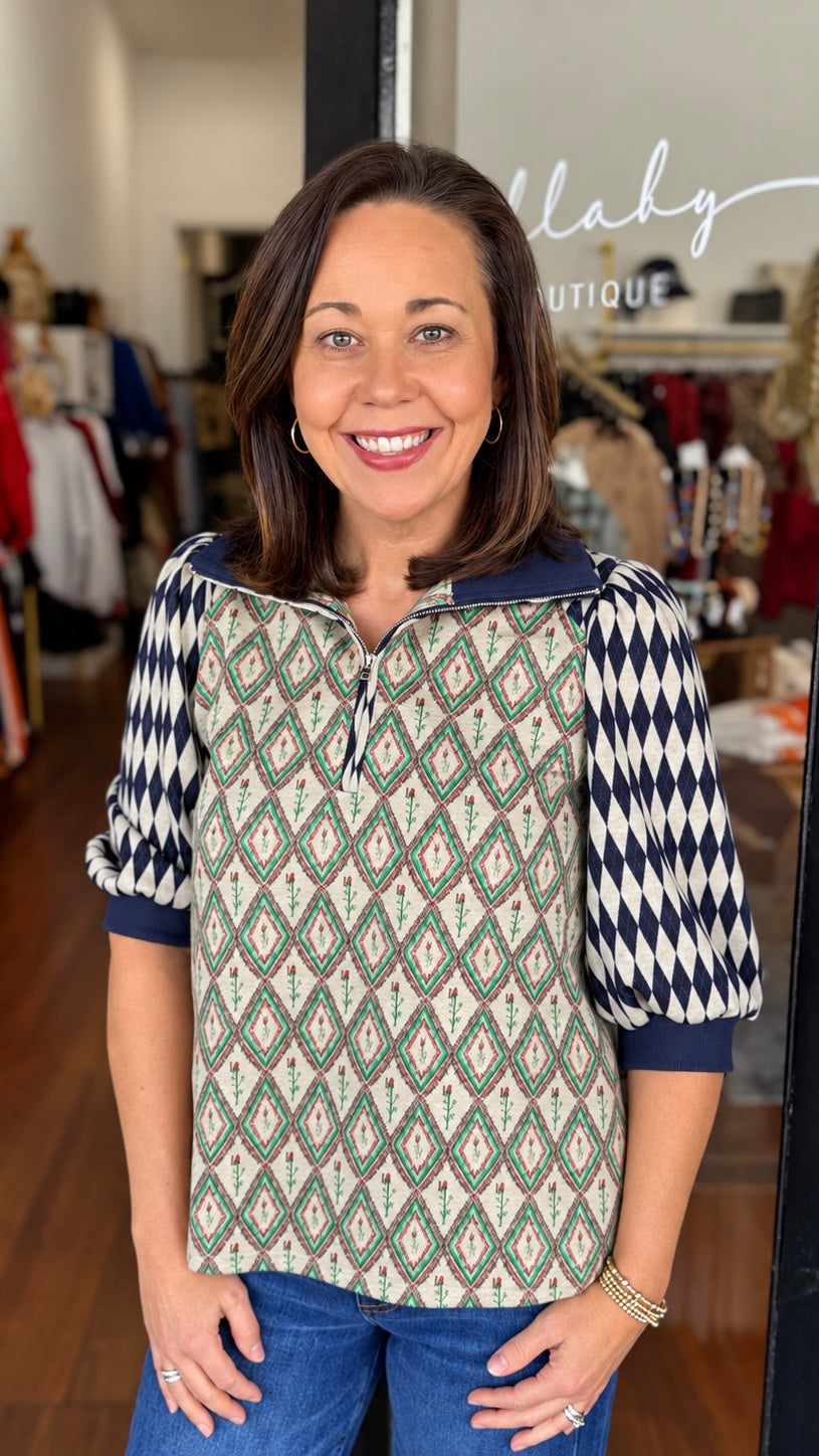 Diamond Print Knit Top