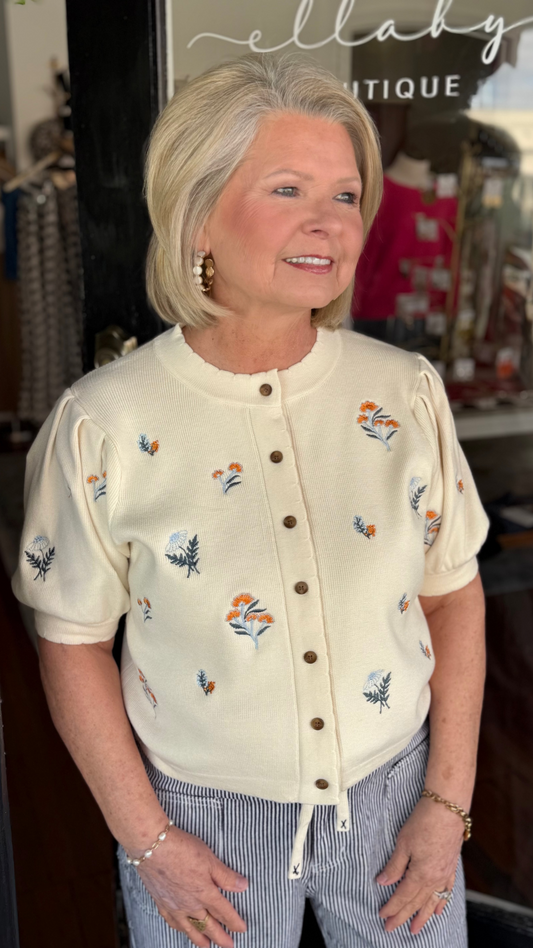 Floral Embroidered Cardigan