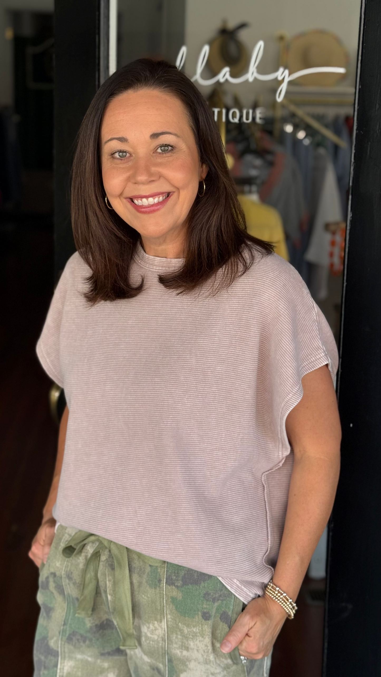 Drop Shoulder Textured Top