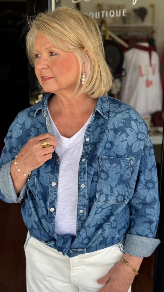 Floral Denim Top