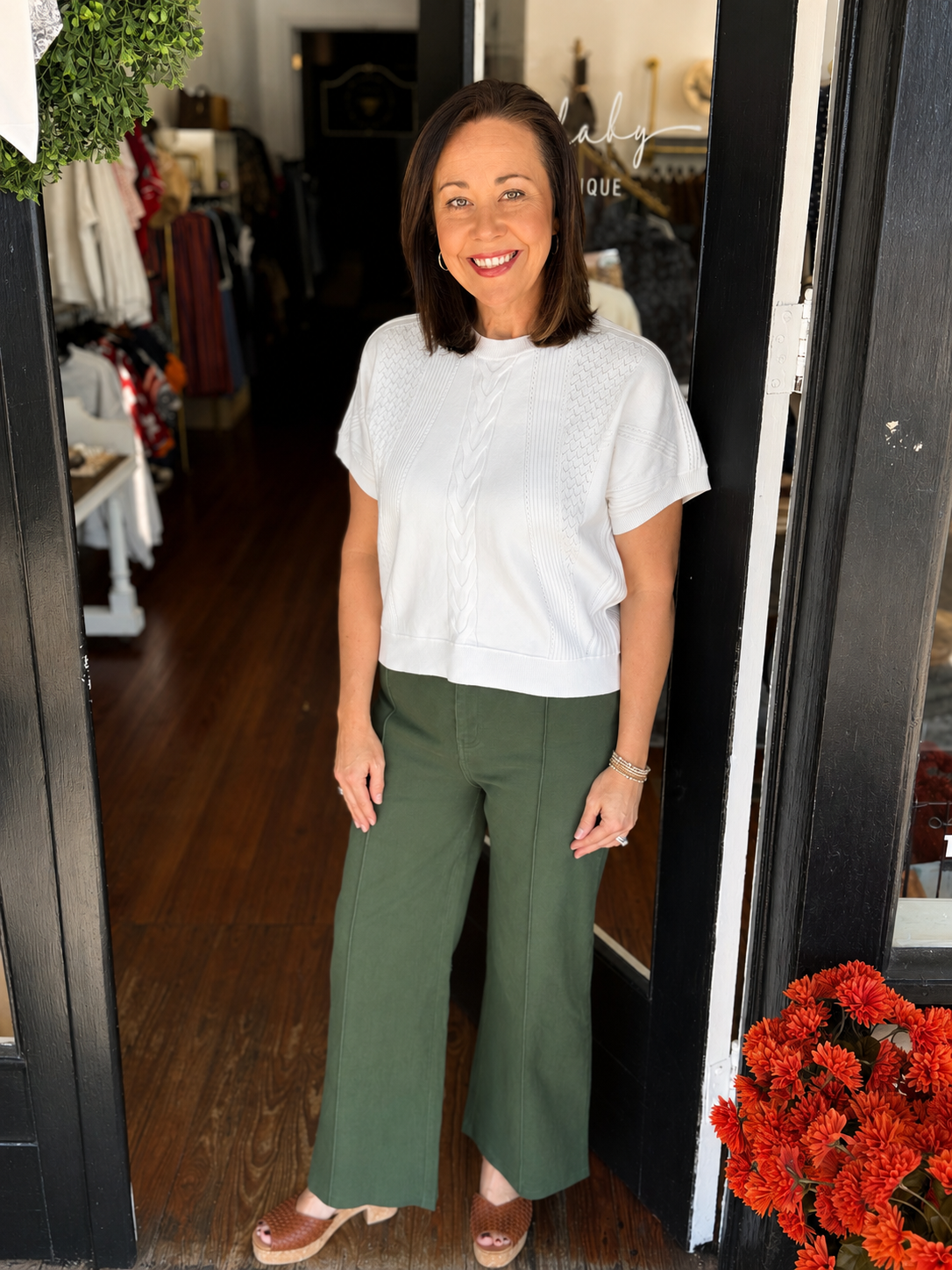 Green Front Seam Pant