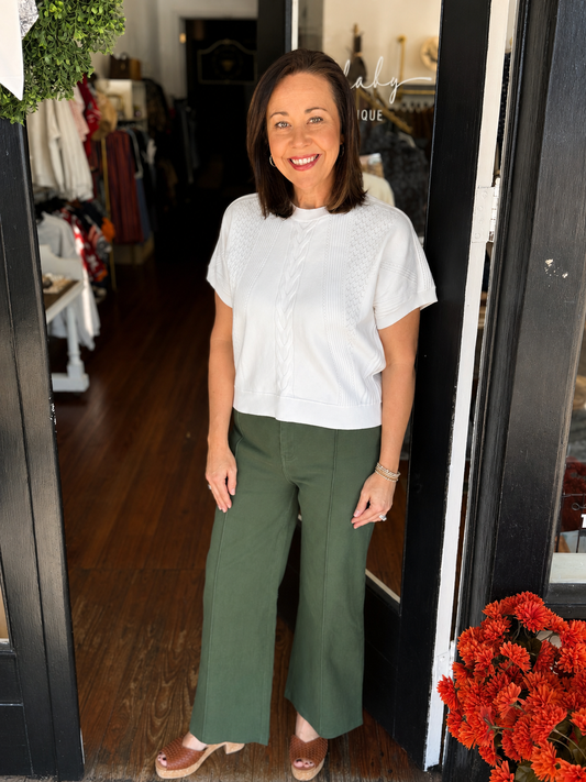 Green Front Seam Pant