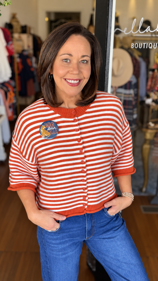 Orange Stripe Button Down