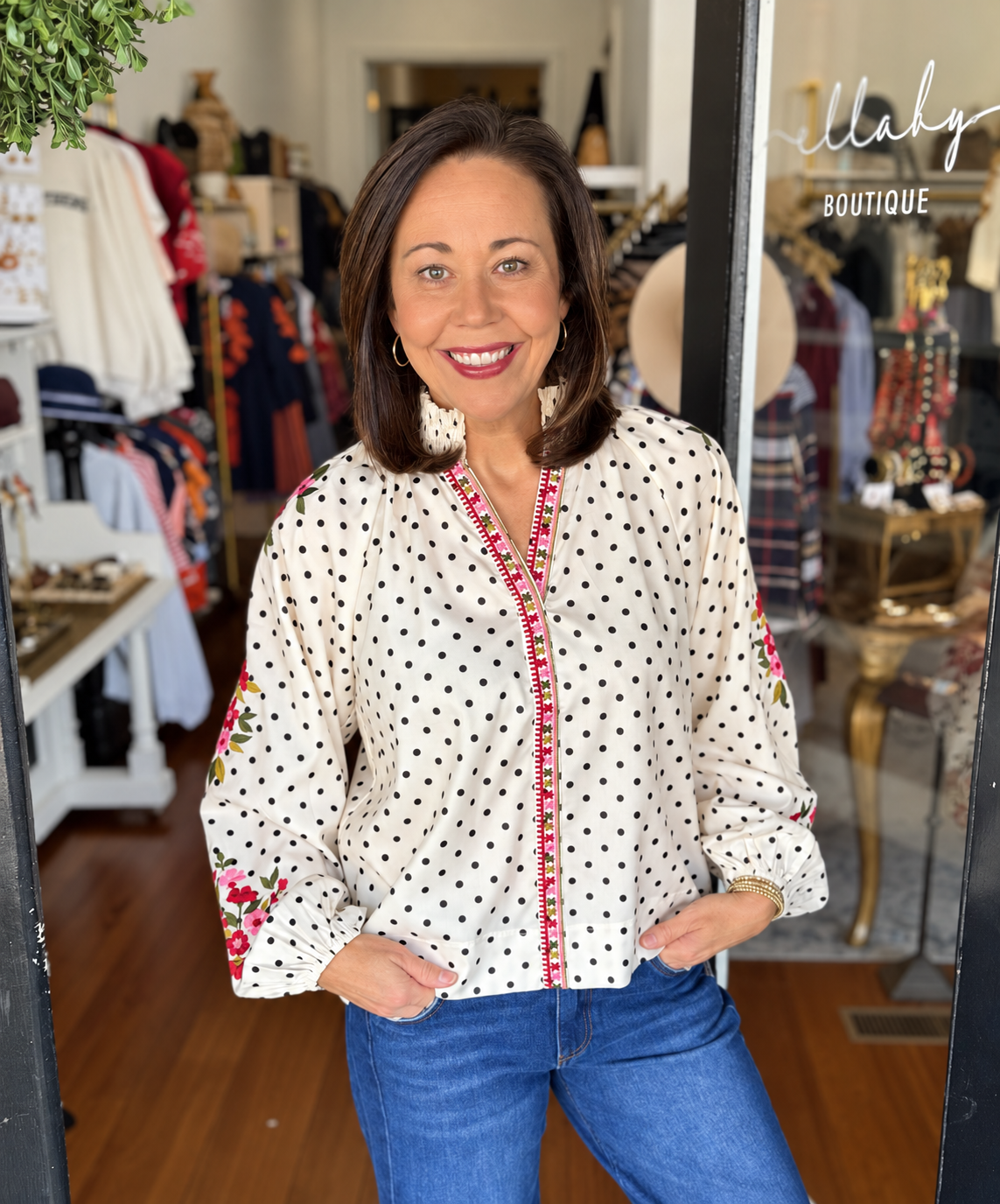 Floral Polka Dot Top
