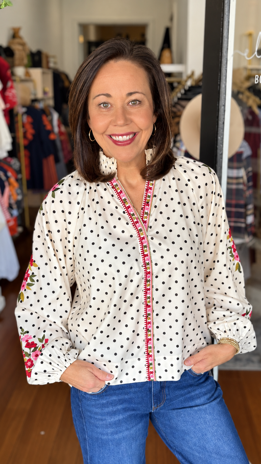Floral Polka Dot Top