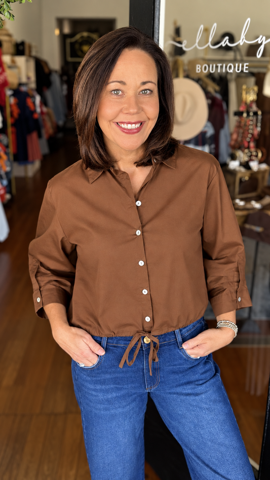 Tie Waist Button Shirt