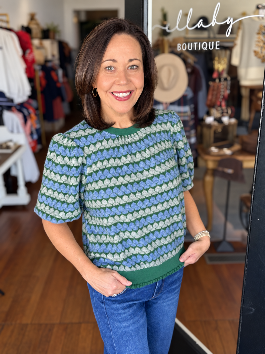 Stripe Print Knit Top