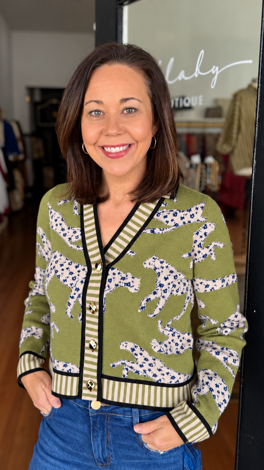 Cheetah V Neck Cardigan