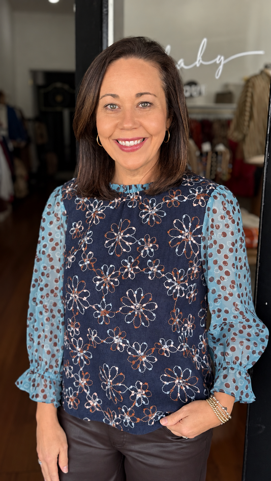 Polka Contrast Top