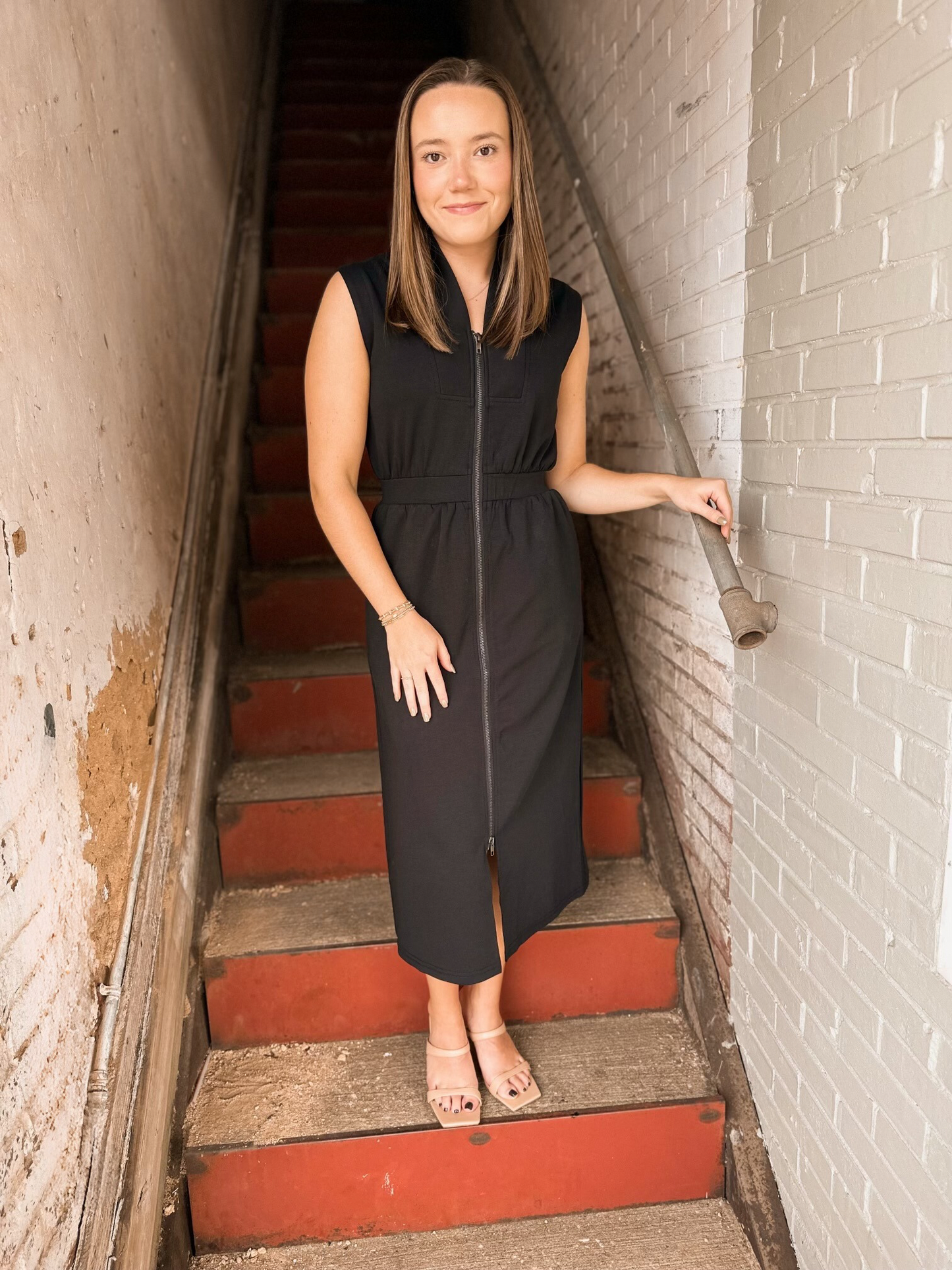 Half Zip Black Dress