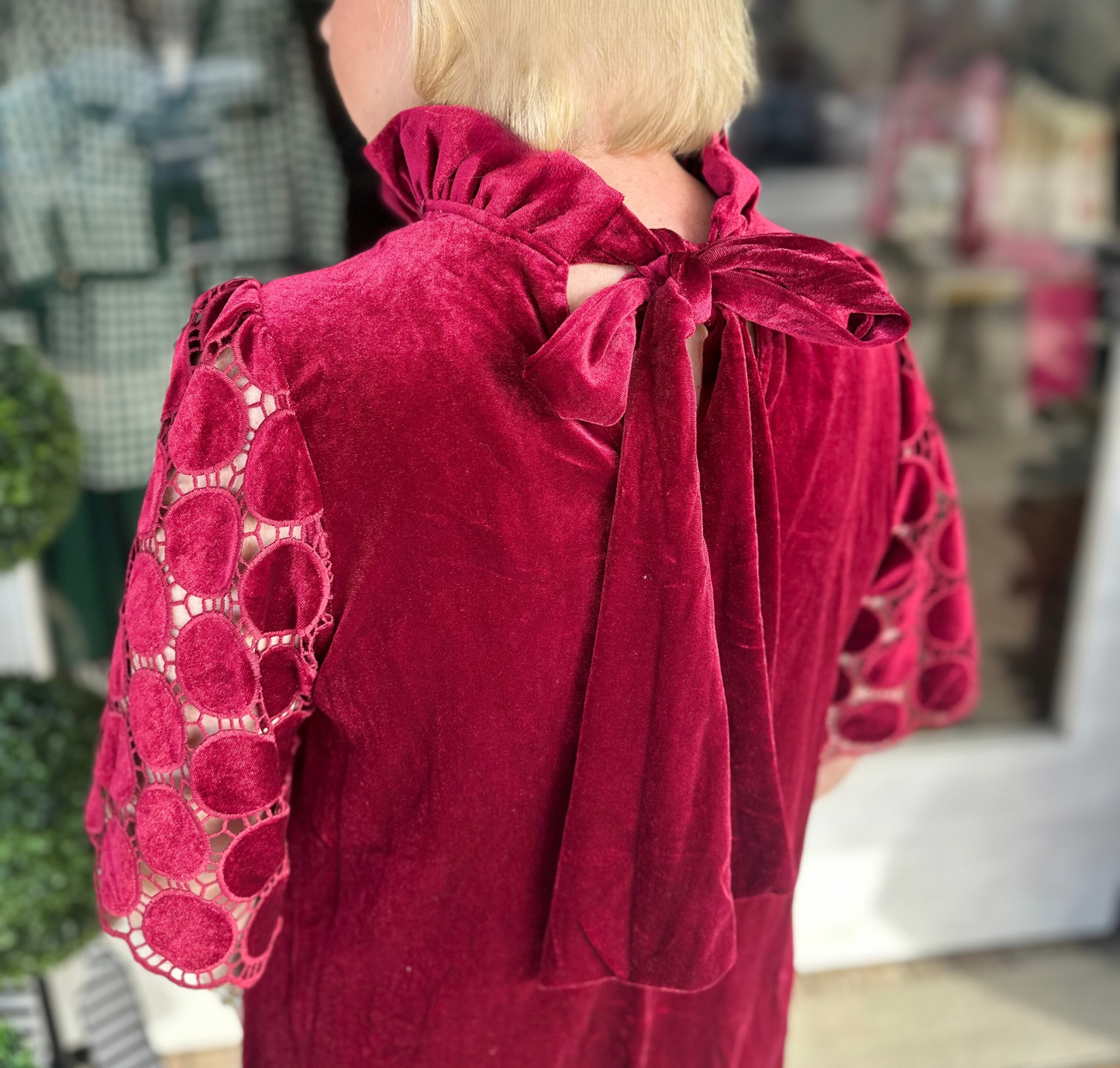 Velvet Lace High Neck Dress